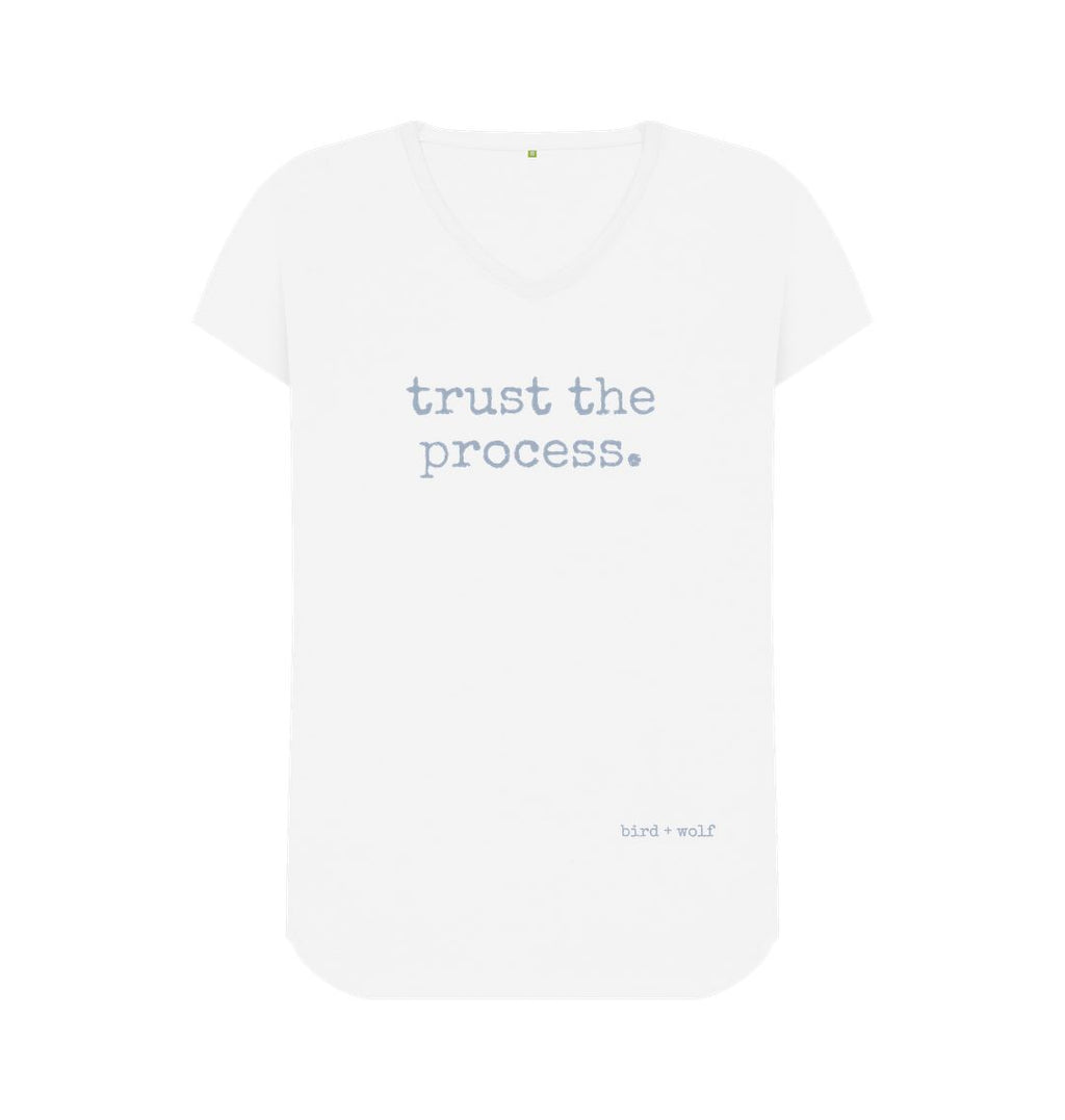 White Trust The Process V Neck Tee