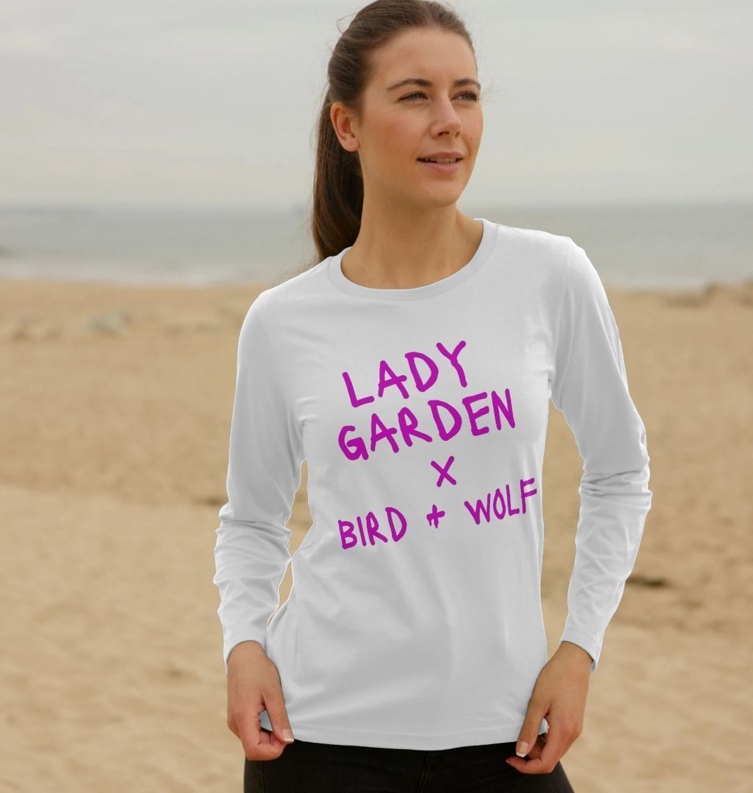 Lady Garden X Bird + Wolf Long Sleeve Tee (Pink Lettering)