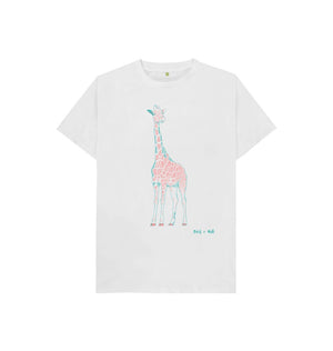 White Giraffe Short Sleeve Kids Tee