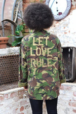 Let Love Rule Bird + Wolf Green Camo Jacket Customised Army Camouflage