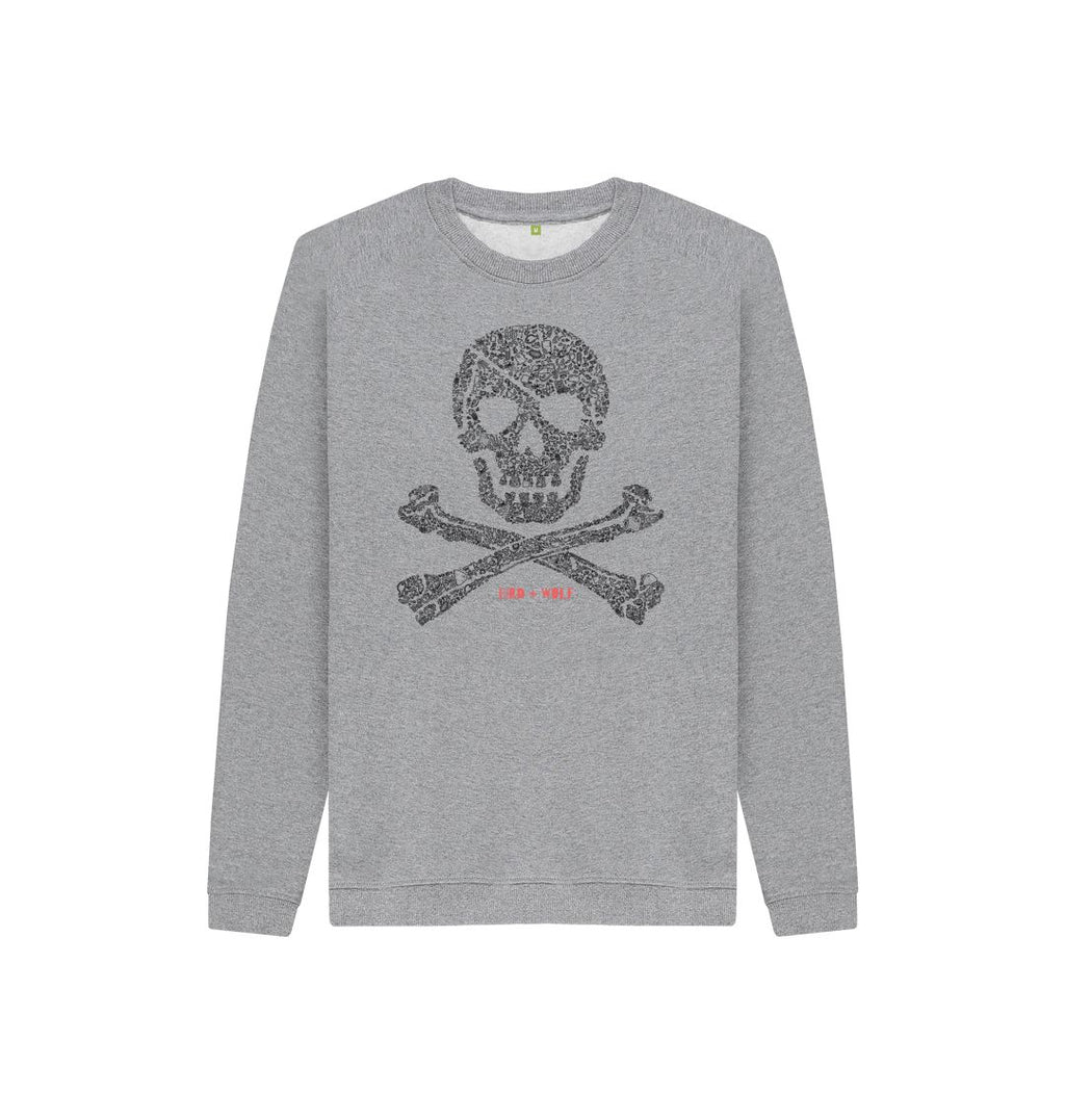 Athletic Grey Skull + Crossbones Kids Sweatshirt