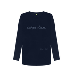 Navy Blue Carpe Diem Long Sleeve T Shirt