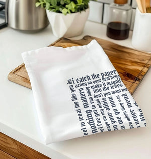 Lyrical Tea Towel (Grey Lettering)
