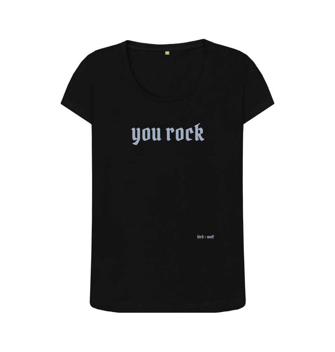 Black You Rock V Neck Tee