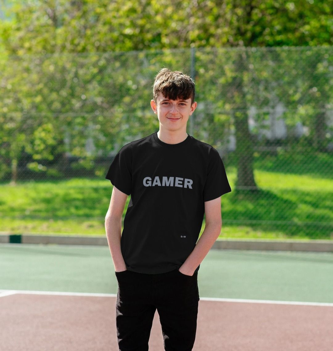 Gamer Kids Tee (grey lettering)