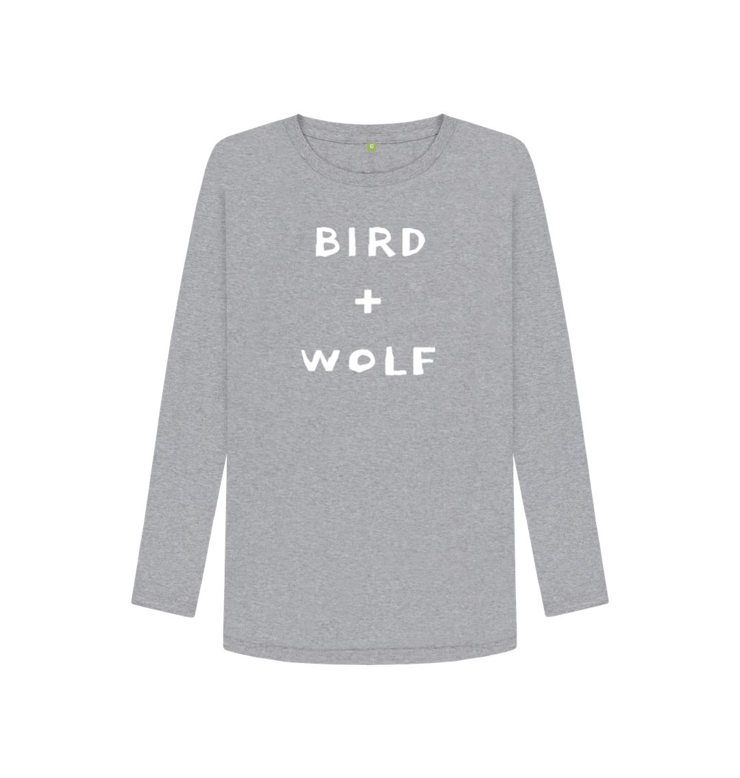 Athletic Grey Bird + Wolf Long Sleeve Tee (White lettering)