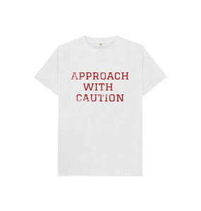 White Approach With Caution Kids Tee