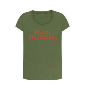 Khaki Miami Pickleball Scoop Tee (Brown lettering)