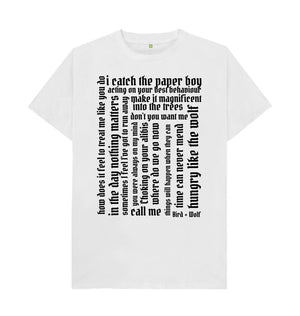White Lyrical Classic Tee (Gothic Lettering)