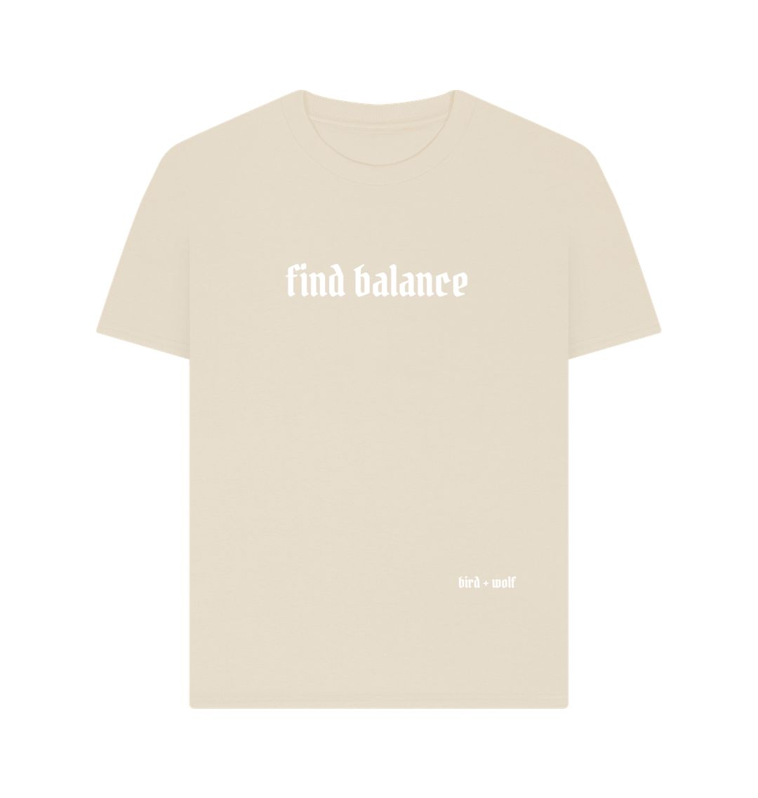 Oat Find Balance Relaxed Tee (White Lettering)