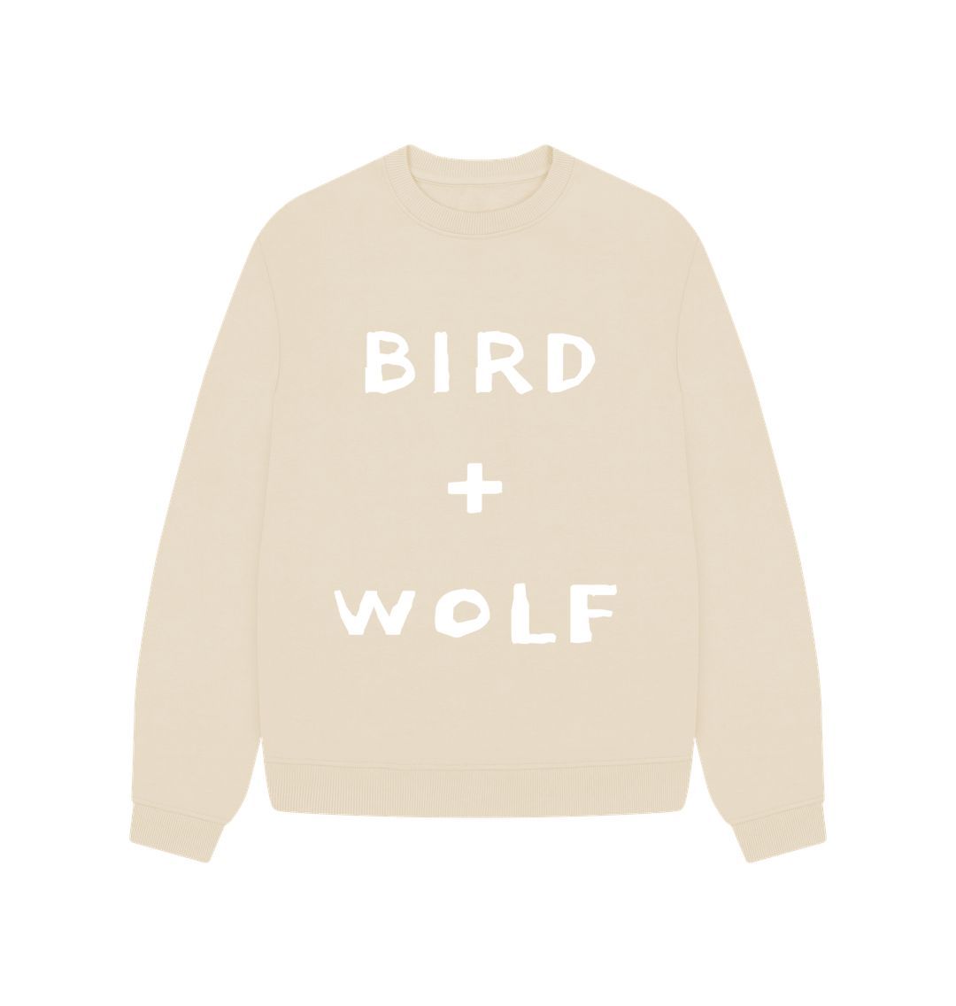 Oat Bird + Wolf Oversized Sweatshirt (White Lettering.)