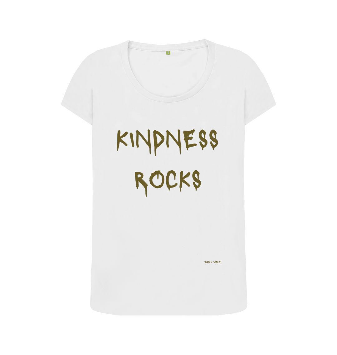 White Kindness Rocks Scoop T Shirt