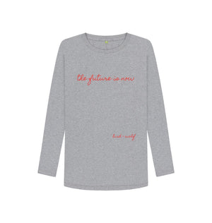 Athletic Grey The Future is Now Long Sleeve Tee (Red Lettering)