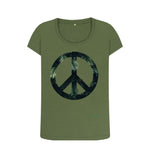 Khaki Peace Scoop T Shirt