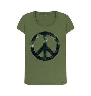 Khaki Peace Scoop T Shirt