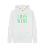 White Love Wins Chunky Hoodie (Green Lettering)