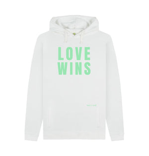 White Love Wins Chunky Hoodie (Green Lettering)