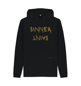 Black Sinner Saint Chunky Hoodie (Gold lettering)