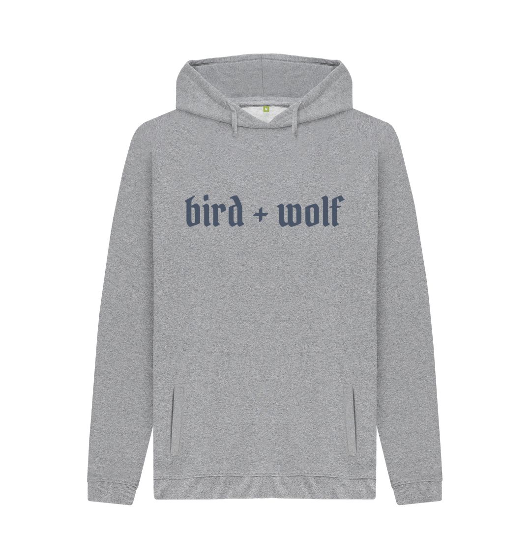 Light Heather Bird + Wolf Chunky Hoodie (Gothic Lettering)