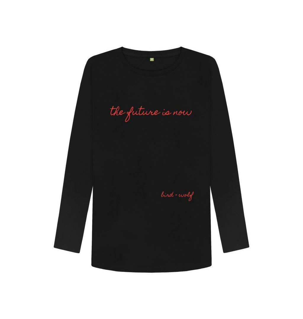 Black The Future is Now Long Sleeve Tee (Red Lettering)