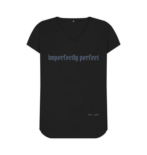 Black Imperfectly Perfect V Neck Tee