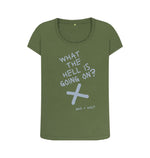 Khaki What The Hell Is Going On Scoop  Neck Tee