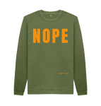 Khaki Nope Cosy Sweatshirt (Orange Lettering)