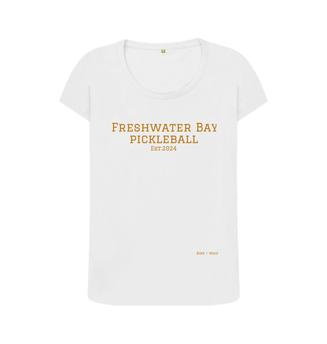 White Freshwater Bay Pickleball Scoop Neck Tee