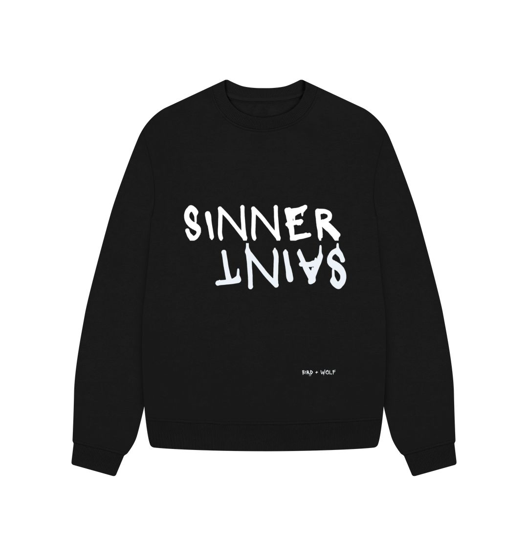 Black 'Sinner Saint' Oversized Sweatshirt