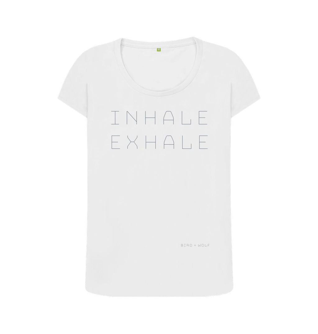 White Inhale Exhale Scoop Tee