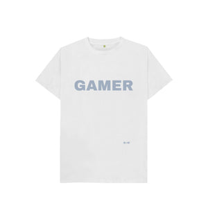 White Gamer Kids Tee (grey lettering)