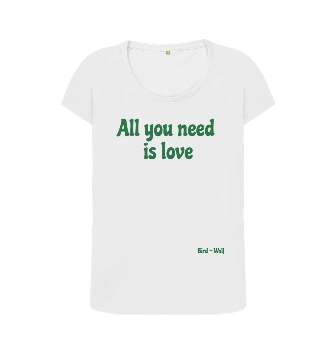 White All You Need is Love Scoop Neck Tee