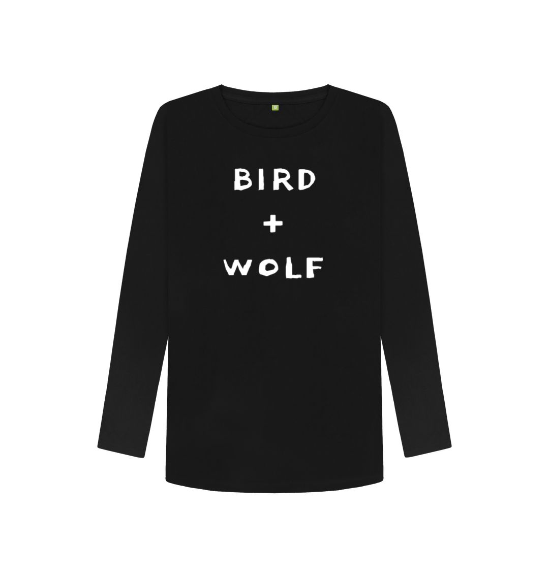 Black Bird + Wolf Long Sleeve Tee (White lettering)