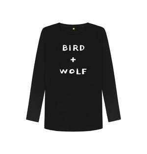 Black Bird + Wolf Long Sleeve Tee (White lettering)