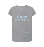 Athletic Grey Malibu Pickleball Scoop Neck Tee (Blue Lettering)