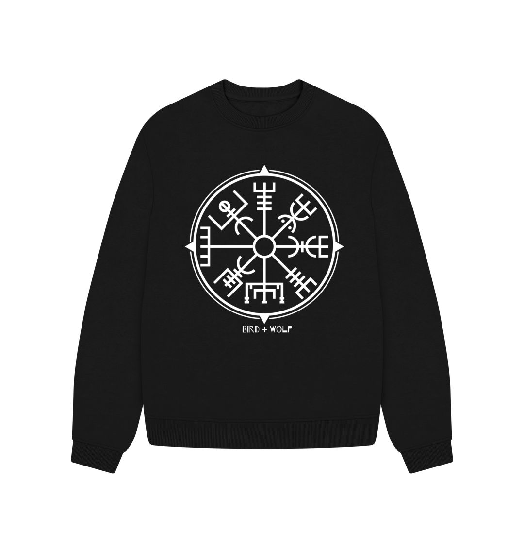 Black Viking Symbol Oversized Sweatshirt