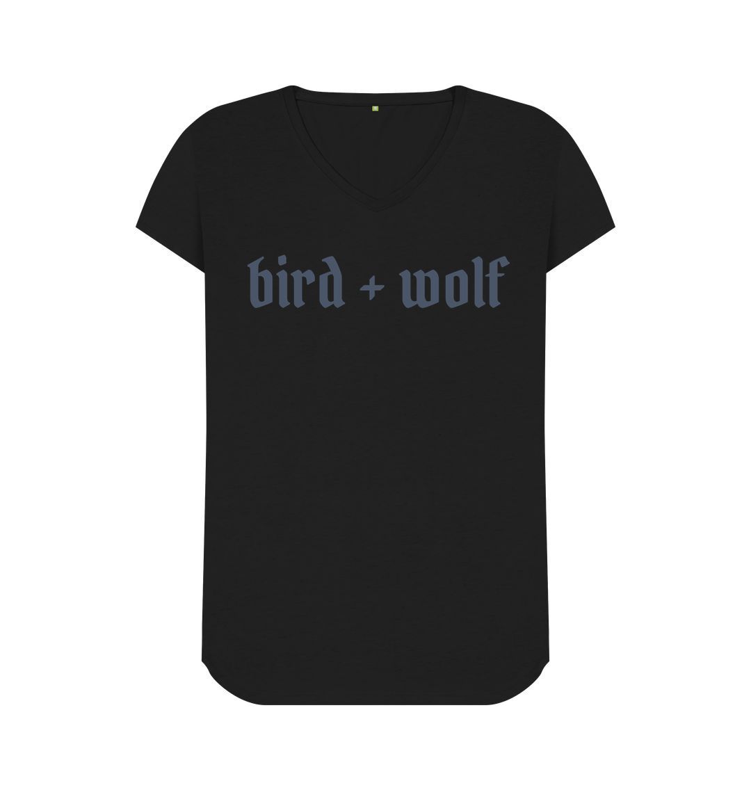 Black Bird + Wolf V Neck Tee