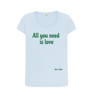Sky Blue All You Need is Love Scoop Neck Tee