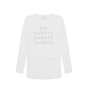 White Om Shanti Shanti Shanti Long Sleeve Tee