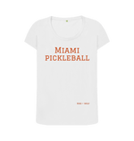 White Miami Pickleball Scoop Tee (Brown lettering)