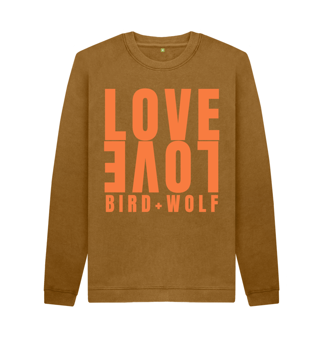 Brown Love Love Cosy Sweatshirt (Orange Lettering)