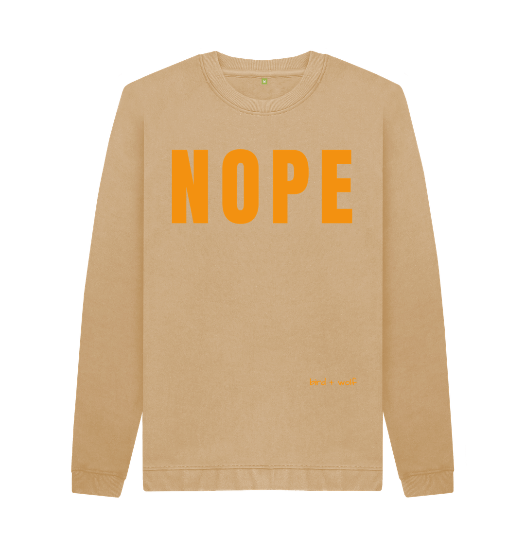 Sand Nope Cosy Sweatshirt (Orange Lettering)
