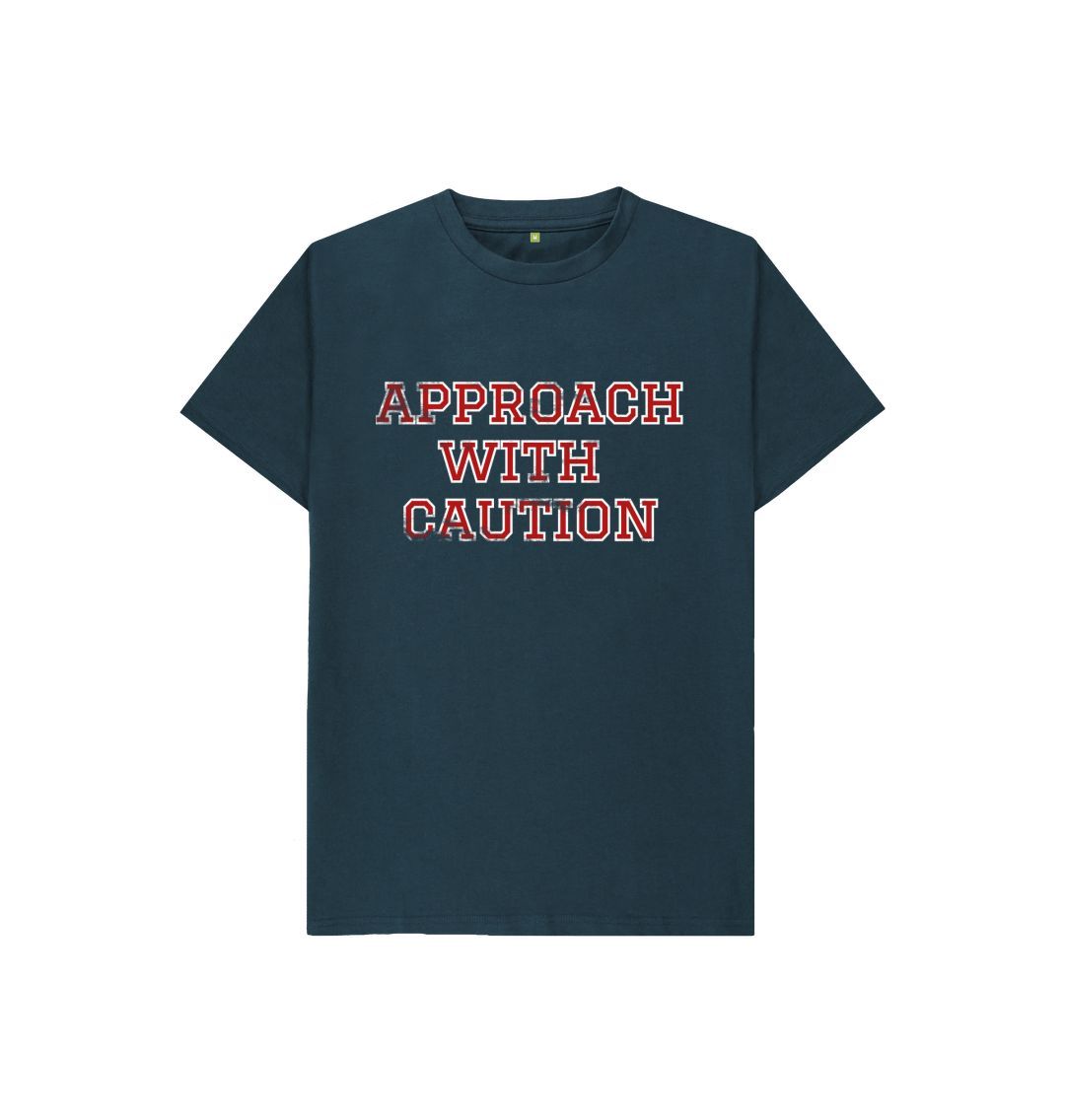 Denim Blue Approach With Caution Kids Tee