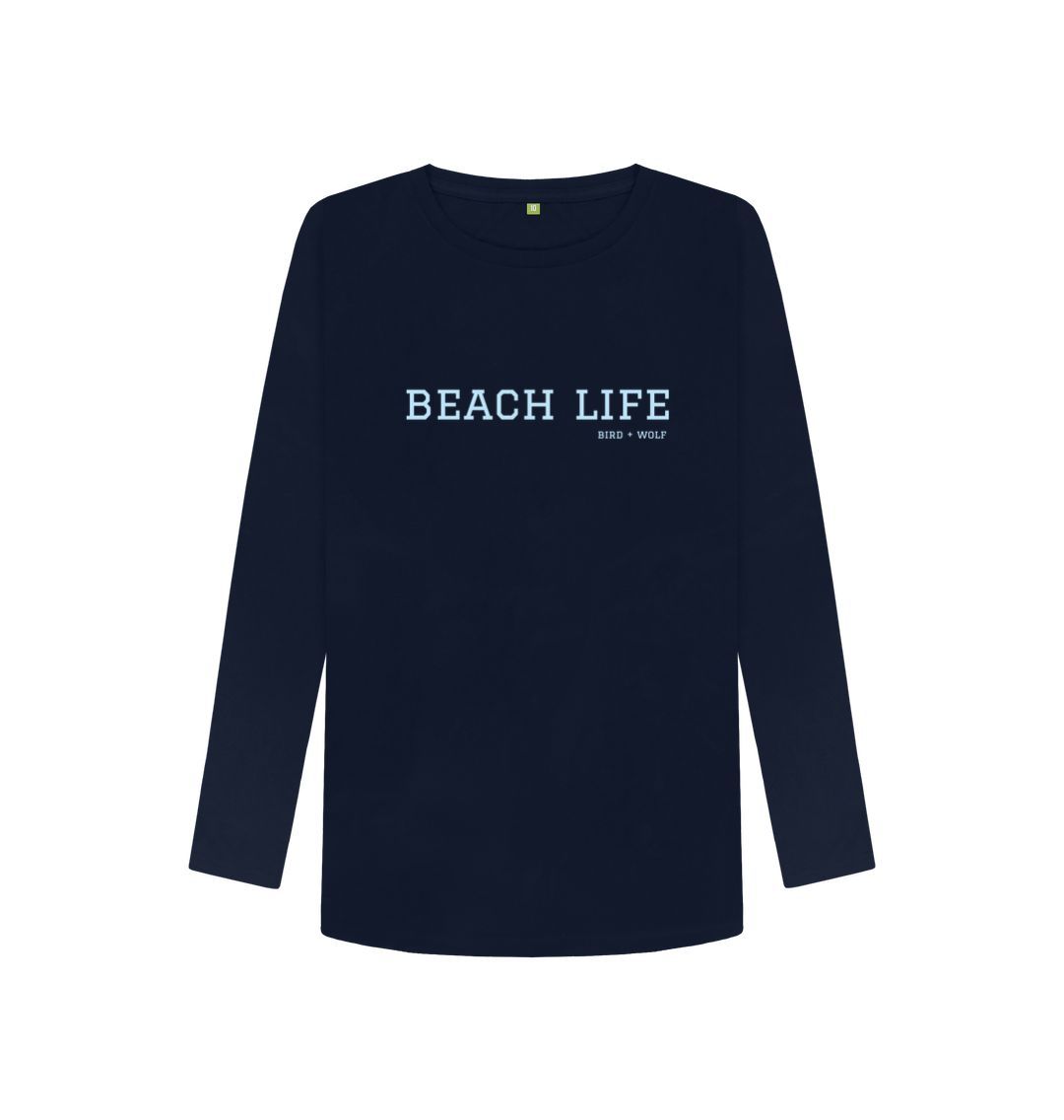 Navy Blue Beach Life Long Sleeve Tee