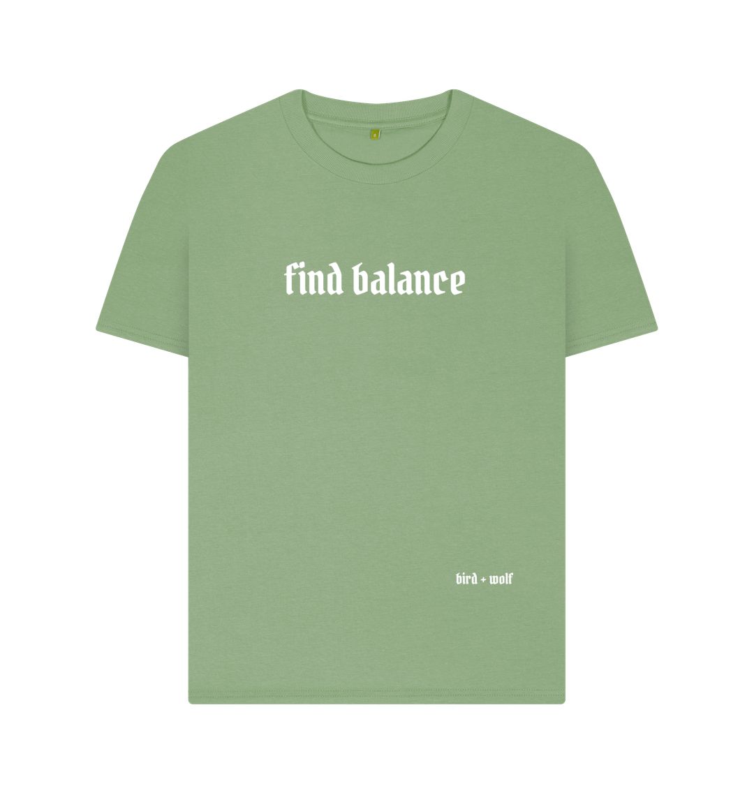 Sage Find Balance Relaxed Tee (White Lettering)