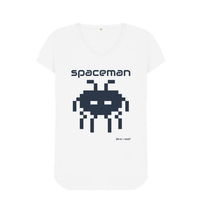 White Spaceman V Neck Tee
