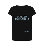 Black Malibu Pickleball Scoop Neck Tee (Blue Lettering)