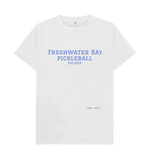 White Freshwater Bay Pickleball Classic Tee (Blue Lettering)