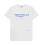 White Freshwater Bay Pickleball Classic Tee (Blue Lettering)