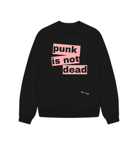 Black Punk Is Not Dead Oversized Sweatshirt (Pink)